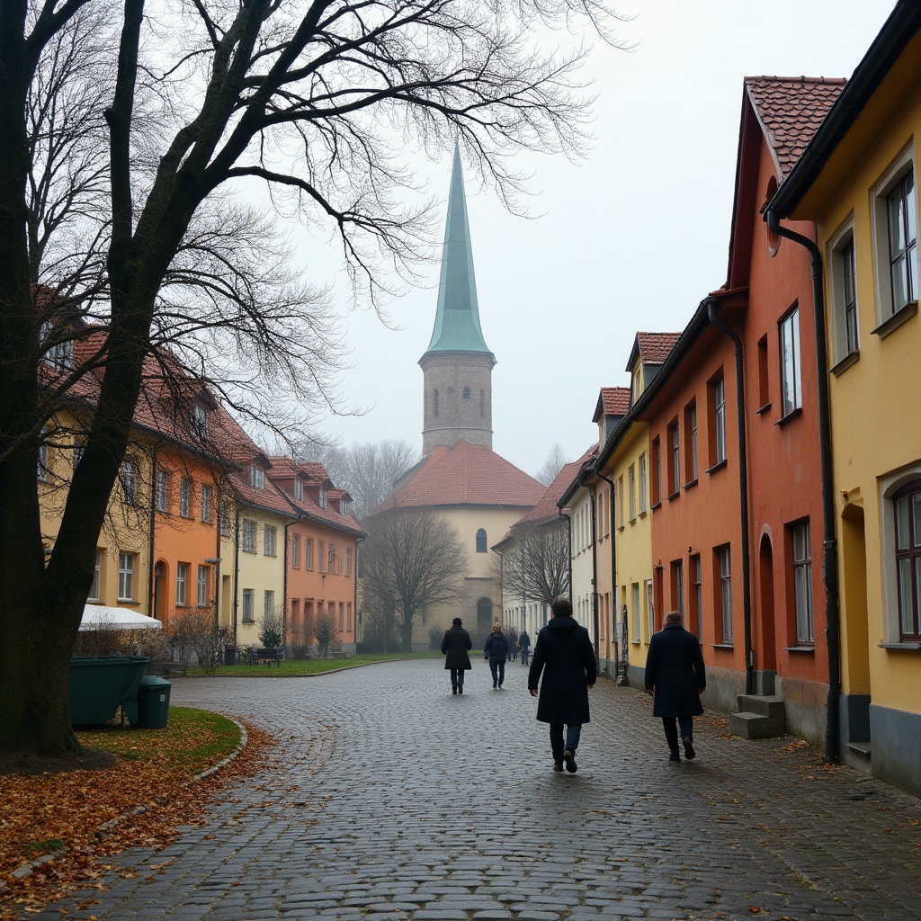 Rynek małego miasta w województwie zachodniopomorskim jesienią